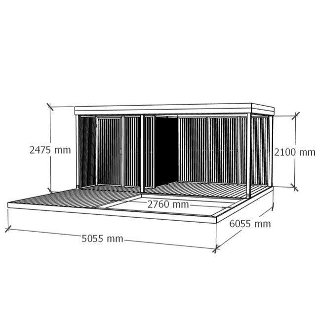 Varjualune panipaigaga ja liivakastiga terrassiga 5x6m