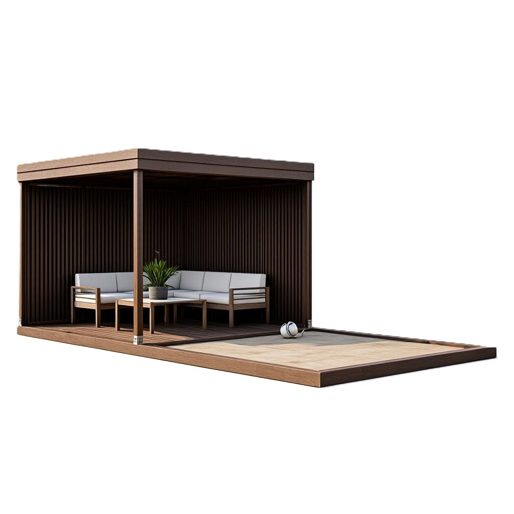 Varjualune liivakastiga terrassiga 6x3m