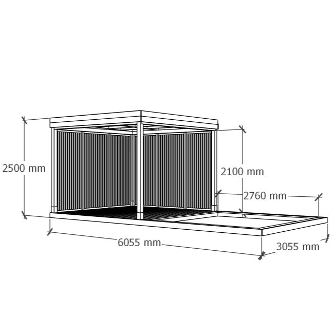 Varjualune liivakastiga terrassiga 6x3m